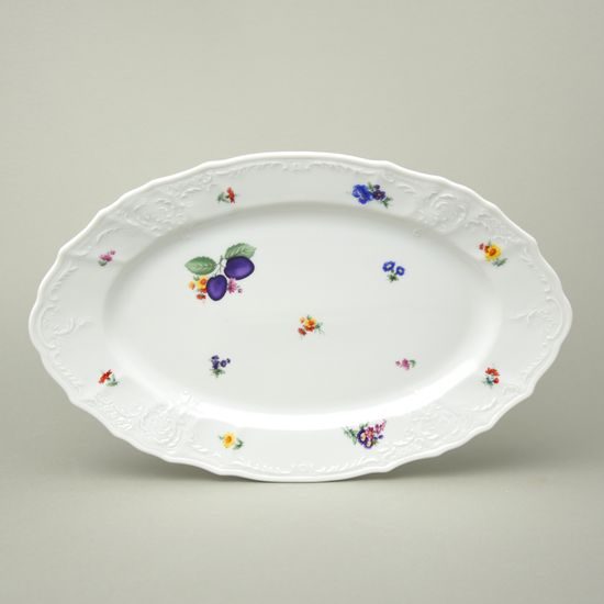 Mísa oválná 34 cm, Thun 1794, karlovarský porcelán, BERNADOTTE švestky a květy