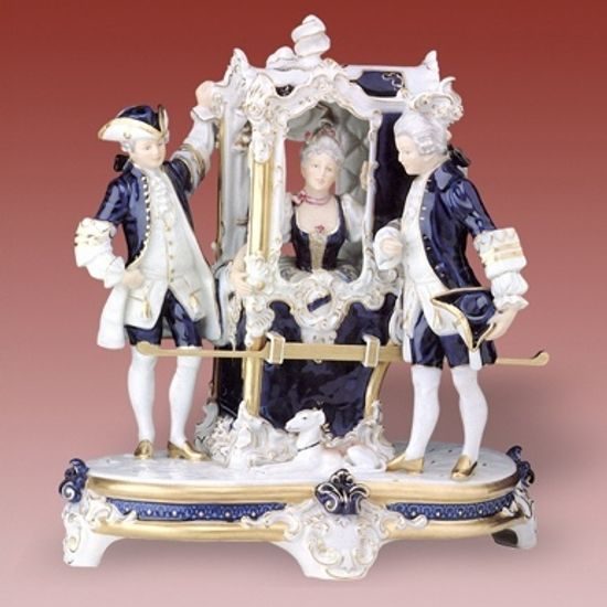 Nosítka rokoko 35 x 24 x 28,5 cm, Porcelánové figurky Duchcov