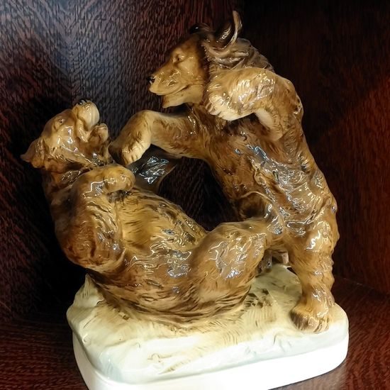Medvědi 27 cm, Porcelánové figurky Duchcov