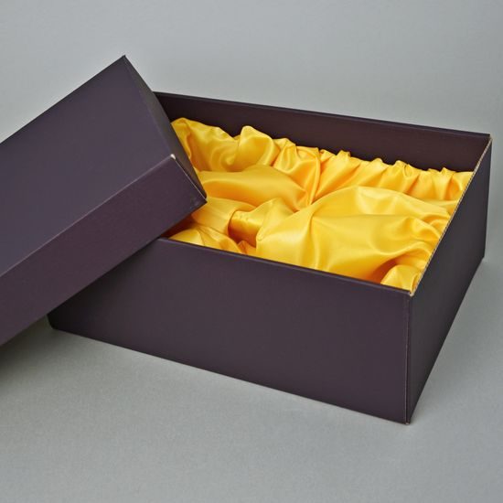 Dárková krabička hnědá se žlutým saténem