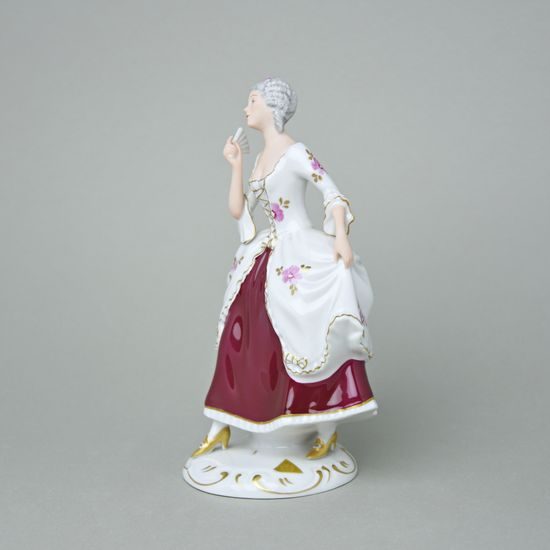 Dáma s vějířem 13 x 10 x 20,5 cm, Purpur, Porcelánové figurky Duchcov