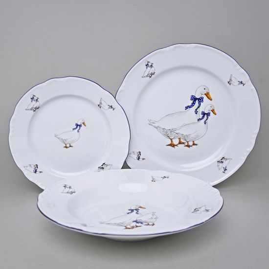 Constance husy, Talířová sada pro 6 osob, Thun 1794, karlovarský porcelán