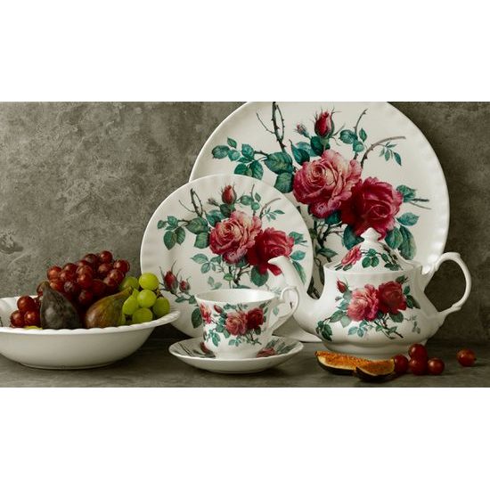 English Rose: Čajová sada 3 díl. Tea for one set, Anglický porcelán Roy Kirkham