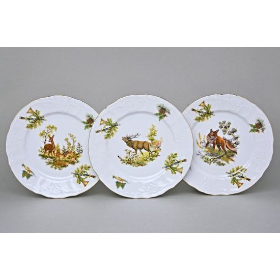 Sada 6 talířů dezertních 19 cm, Thun 1794, karlovarský porcelán, BERNADOTTE myslivecká