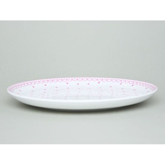 Tom 30357b0 pink: Plate dinning 26 cm, Tom 30357a0 modrý, karlovarský porcelán
