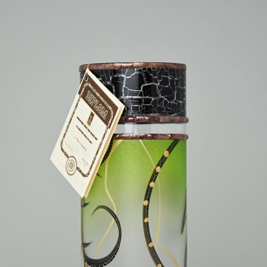 Studio Miracle: Váza zelená, kulatá, 28 cm, ruční dekorace Vlasta Voborníková