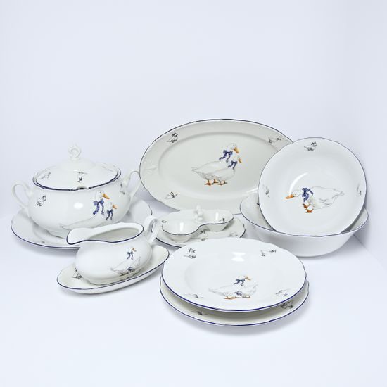 Constance husy: Jídelní souprava pro 6 osob, Thun 1794, karlovarský porcelán