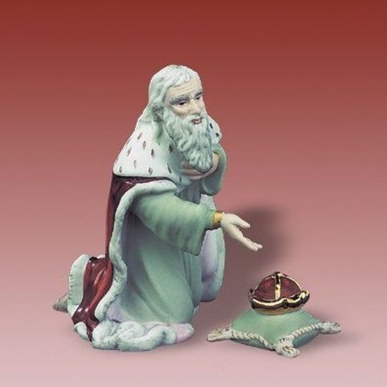 Král Melichar, 12 x 7,5 x 11,5 cm , Biskvit + Saxe, Porcelánové figurky Duchcov