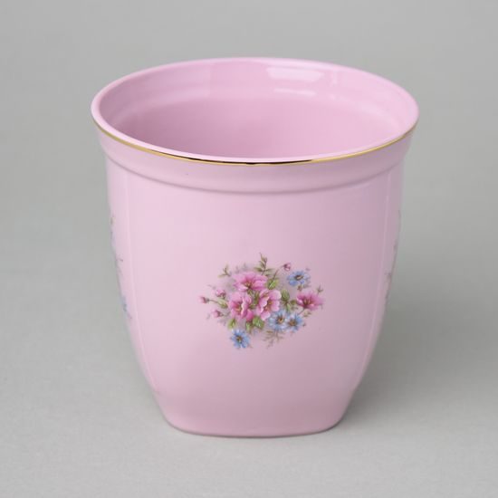Hrnek hranatý 0,6 l dekor 13, Leander, růžový porcelán