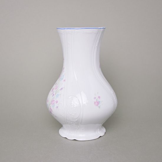 Váza 23 cm, Thun 1794, karlovarský porcelán, BERNADOTTE modro-růžové kytičky
