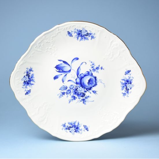 Talíř koláčový s uchy 27 cm, Thun 1794, karlovarský porcelán, BERNADOTTE modrá růže