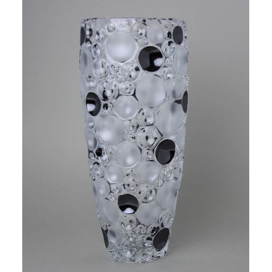 Váza Lisboa 35 cm křišťálová - černé a stříbrné puntíky, Jihlavské sklárny Bohemia 1845