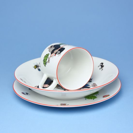 Dětská sada Krteček zahradníkem - coups, Thun 1794, karlovarský porcelán