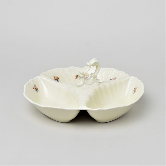 Mísa 3-dílná kabaret 23 cm malá, Thun 1794, karlovarský porcelán, BERNADOTTE ivory + kytičky