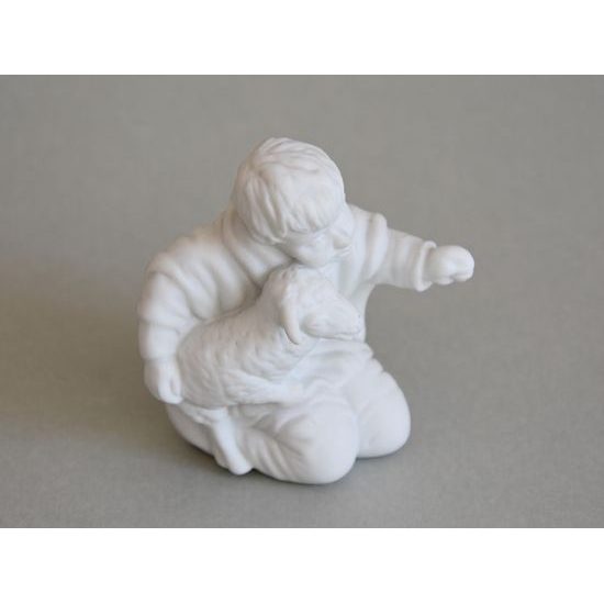 Chlapec s ovečkou, 6,2 x 5,5 x 7,2 cm, Biskvit, Porcelánové figurky Duchcov