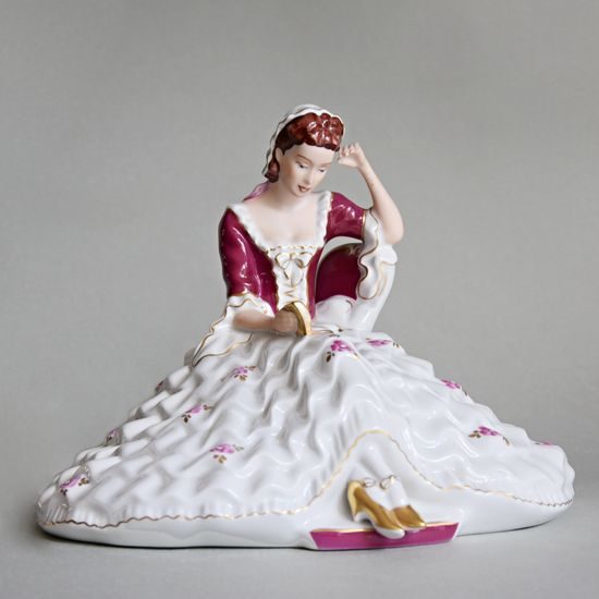 Dáma s knihou, (malá) 18 x 24 x 19 cm, Purpur, Porcelánové figurky Duchcov