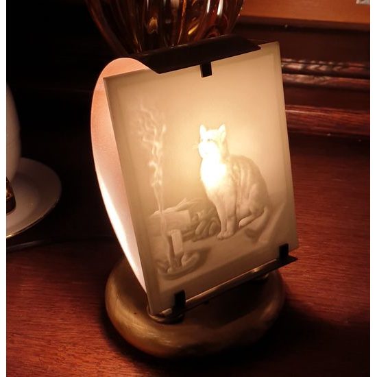 Lampa, stínítko - kočka 18 cm, Porcelánové figurky Gläserne Porzellanmanufaktur