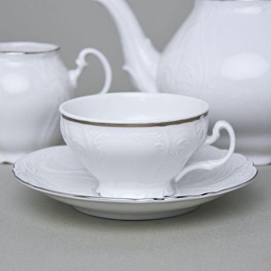 Čajová souprava pro 6 osob, Thun 1794, karlovarský porcelán, BERNADOTTE platina