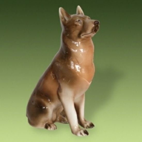 Vlčák sedící 16 x 8,5 x 20,5 cm, Porcelánové figurky Duchcov