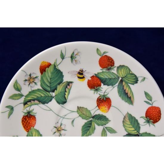Lesní jahody: Šálek 420 ml a podšálek snídaňový, anglický kostní porcelán Roy Kirkham