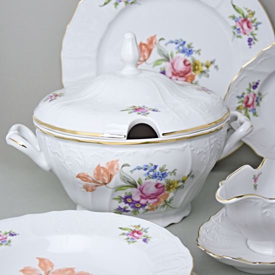 Jídelní souprava pro 6 osob, Thun 1794, karlovarský porcelán, BERNADOTTE míšeňská růže