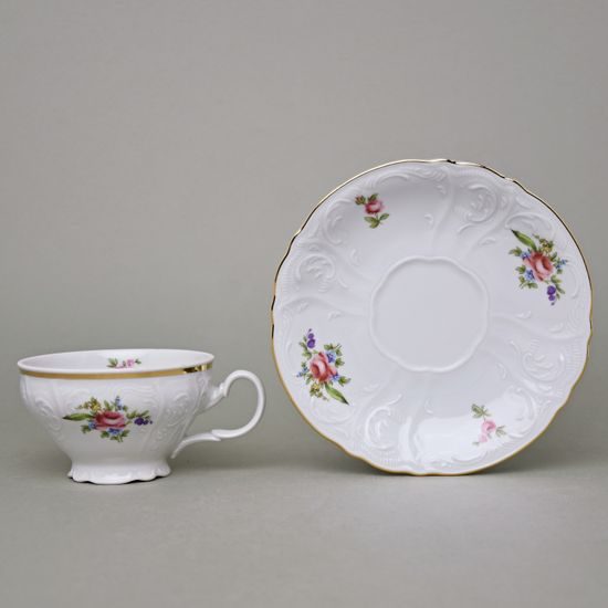 Šálek a podšálek čajový 205 ml / 16 cm, Thun 1794, karlovarský porcelán, BERNADOTTE míšeňská růže