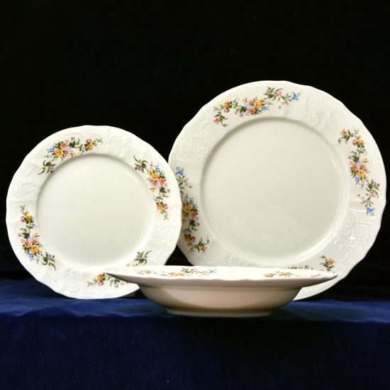 Talířová sada pro 6 osob, Thun 1794, karlovarský porcelán, BERNADOTTE ivory + kytičky