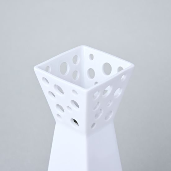 Bohemia White, Váza hranatá prolamovaná 22,5 cm, design Pelcl, Český porcelán a.s.