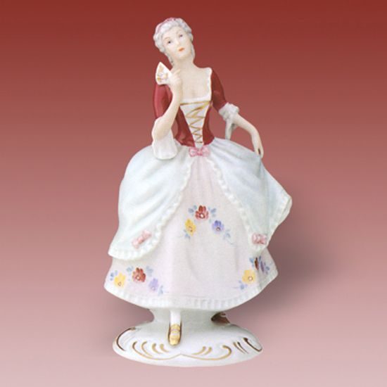 Dáma s vějířem 13 x 10 x 20,5 cm, Porcelánové figurky Duchcov