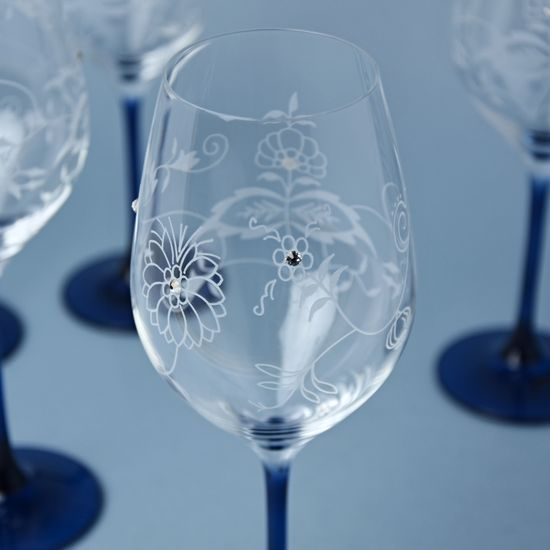 Celebration - Cibulák - Broušené skleničky na bílé víno 360 ml, 6 ks + krystaly Swarovski