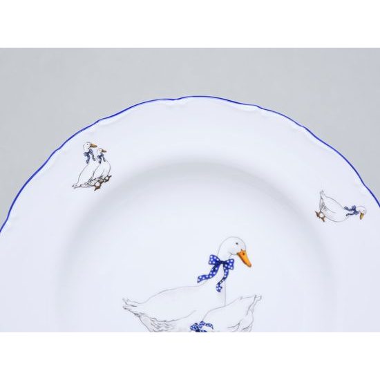 Talíř hluboký 23 cm, husy, český porcelán