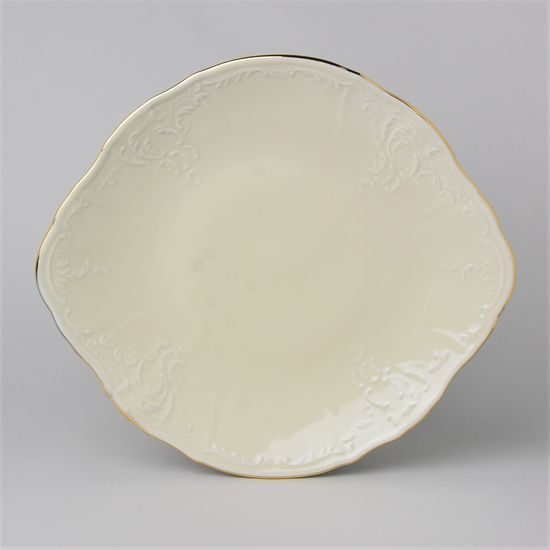 Talíř kolačový s uchy 27 cm, Thun 1794, karlovarský porcelán, BERNADOTTE ivory + zlato