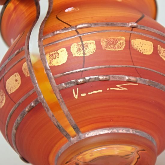 Studio Miracle: Vázička oranžovo - červená, 11,5 cm, ruční dekorace Vlasta Voborníková