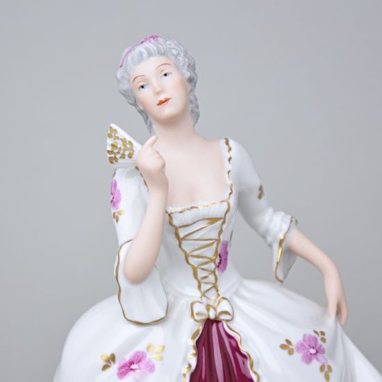 Dáma s vějířem 13 x 10 x 20,5 cm, Purpur, Porcelánové figurky Duchcov