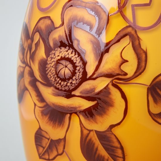 Egermann: Váza Triplex, žlutá lazura, 26 cm, Skleněné vázy Egermann