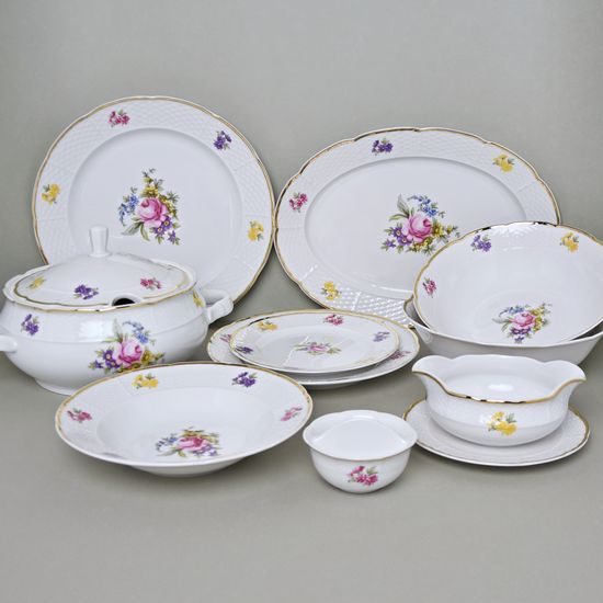 Jídelní souprava pro 6 osob, Natálie růže, Thun 1794, karlovarský porcelán