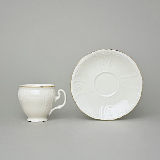 Šálek a podšálek kávový 150 ml / 14 cm, Thun 1794, karlovarský porcelán, BERNADOTTE ivory + zlato