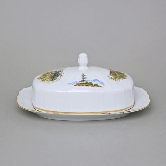 Máslenka na 250 g máslo, THUN 1794 karlovarský porcelán, BERNADOTTE myslivecká