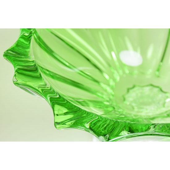 Křišťálová mísa Plantica, Zelená, 33 cm, Aurum Crystal