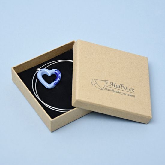 Náhrdelník: Srdce modré - cibulák, Porcelanové šperky Ateliér Mallys