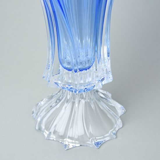 Skleněná váza Plantica na noze - modrá, 40 cm, Aurum Crystal