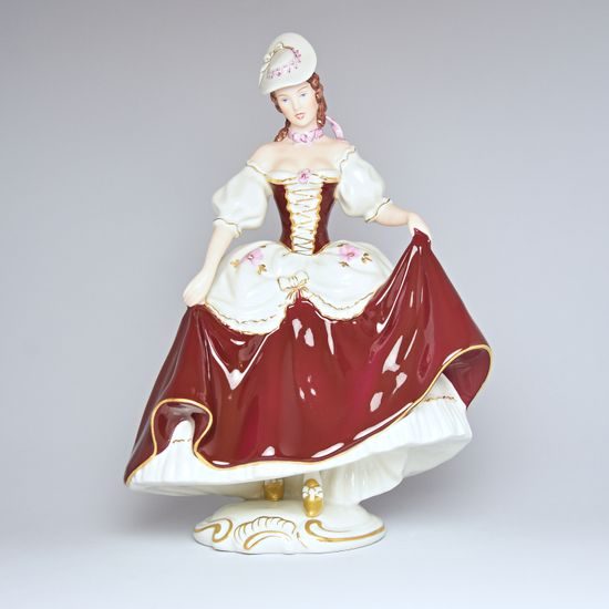 Dívka s kloboukem 15 x 21,5 x 29,5 cm, Purpur, Porcelánové figurky Duchcov