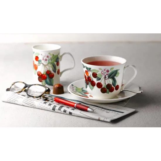 Třešně: Čajová sada 3díl. Tea for one set, Anglický porcelán Roy Kirkham