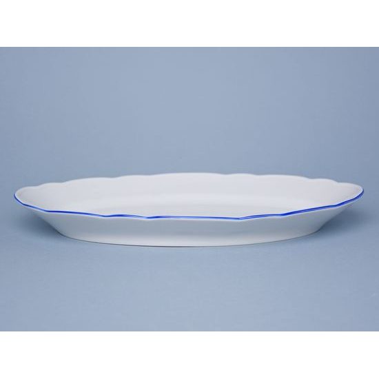 Mísa oválná 35 cm, bílý porcelán s modrou linkou, Český porcelán a.s.