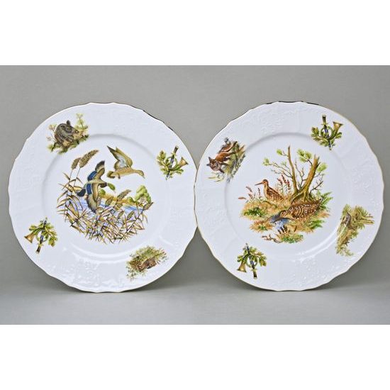 Sada 6 talířů mělkých 25 cm, Thun 1794, karlovarský porcelán, BERNADOTTE myslivecká