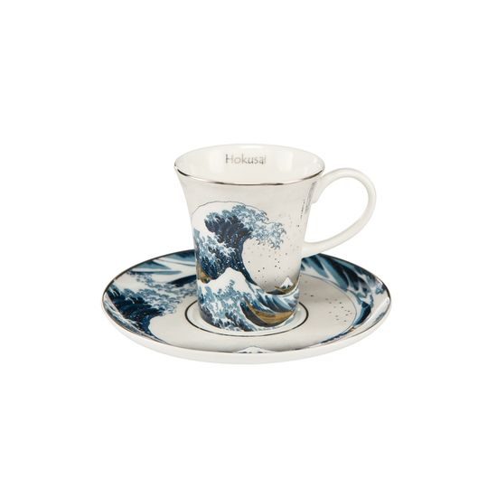 Šálek a podšálek Velká vlna 8 cm / 0,1 l, jemný kostní porcelán, K. Hokusai, Goebel Artis Orbis