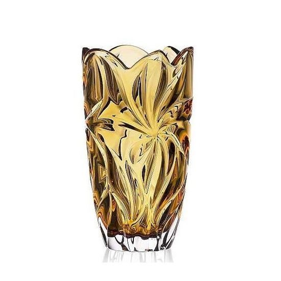 Skleněná váza Flora Ambr, 28 cm, Aurum Crystal