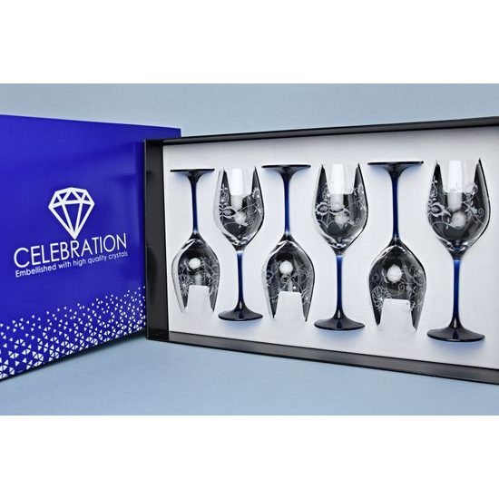 Celebration - Cibulák - Broušené skleničky na bílé víno 360 ml, 6 ks + krystaly Swarovski