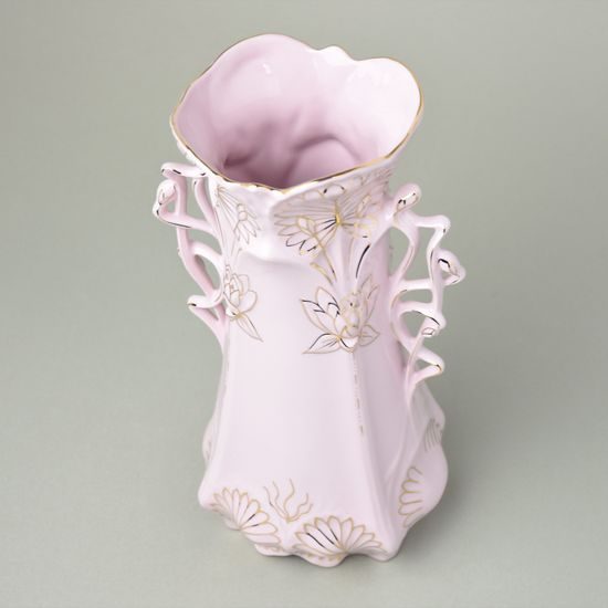 Váza leknín 26,5 cm, Růžový porcelán z Chodova