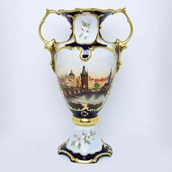 Dekorativní váza Praha 60 cm, Haas a Czjzek, ruční malba Radka Vidímová
